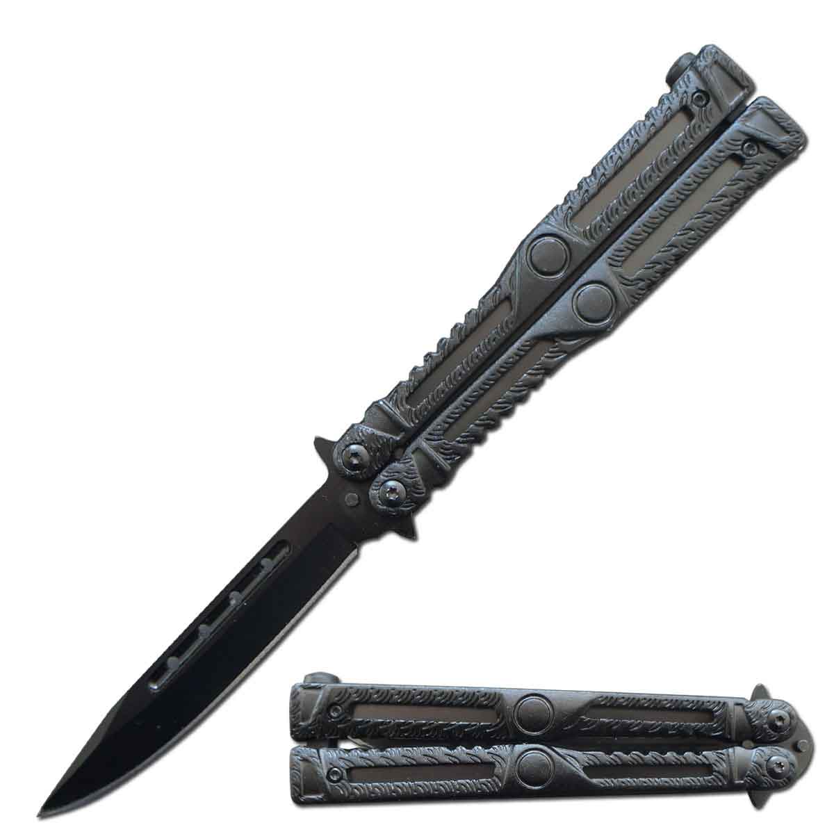Creature Comforts Black Butterfly Balisong Knife Flipper - TOPHATTER'S ARMORY DEALS Collectible Weapons - Tophatter Daily Deals