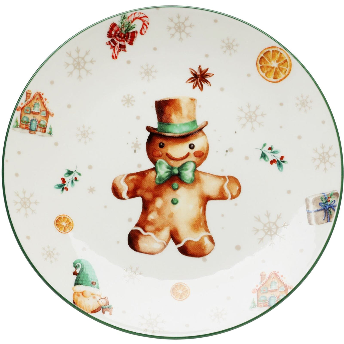 Gingerbread Christmas Side Plate | Ceramic Festive Tableware for Snacks - 19cm Plate - Tophatter Daily Deals