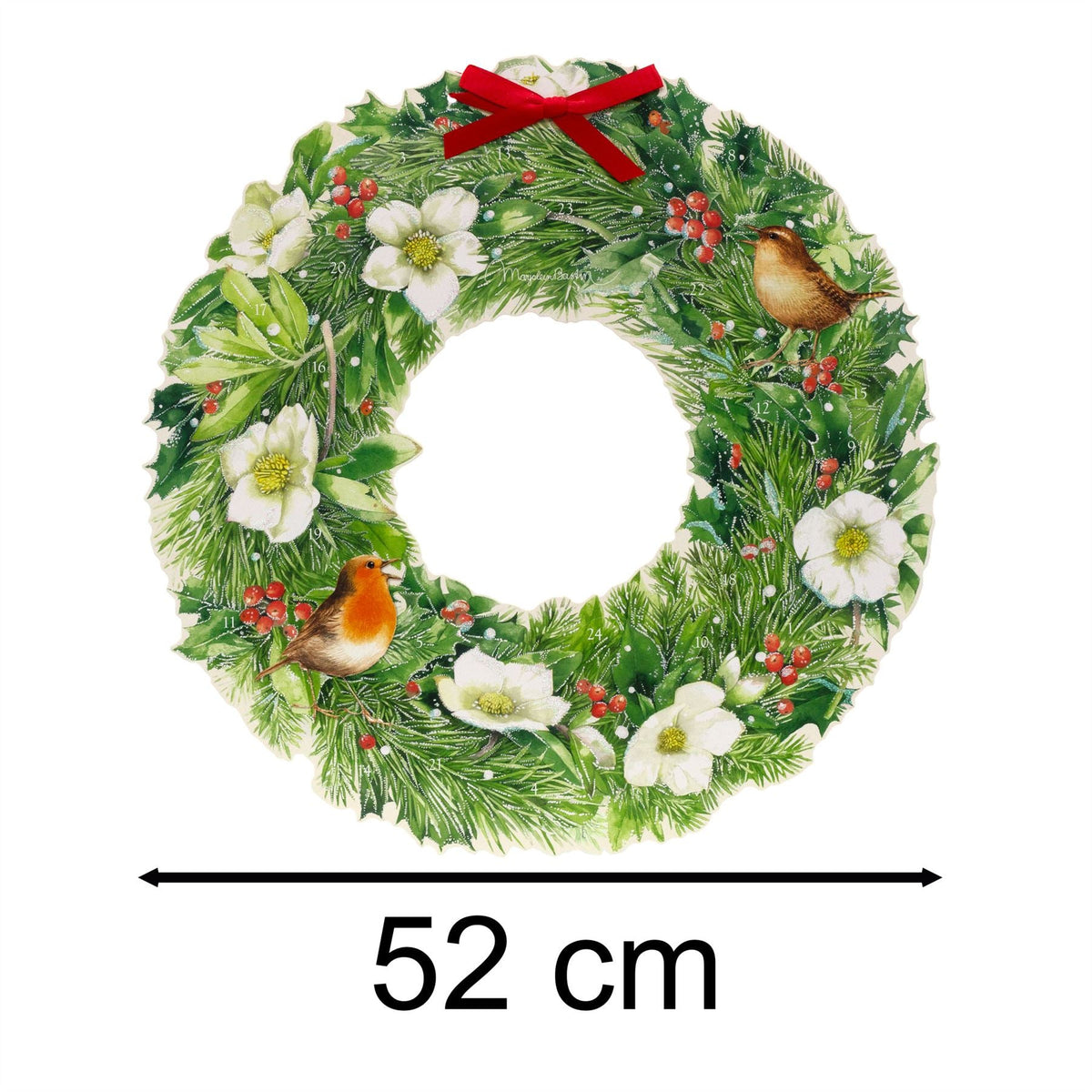 Winter Robin & Holly Wreath Advent Calendar | Large Christmas Advent Calendar Advent Calendar - Tophatter Daily Deals