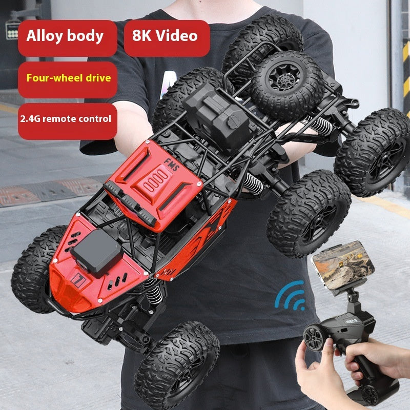 Alloy Remote Control Off-road Vehicle Four-wheel Climbing Rechargeable Racing Car 8K Red 28cm 0 - Tophatter Daily Deals