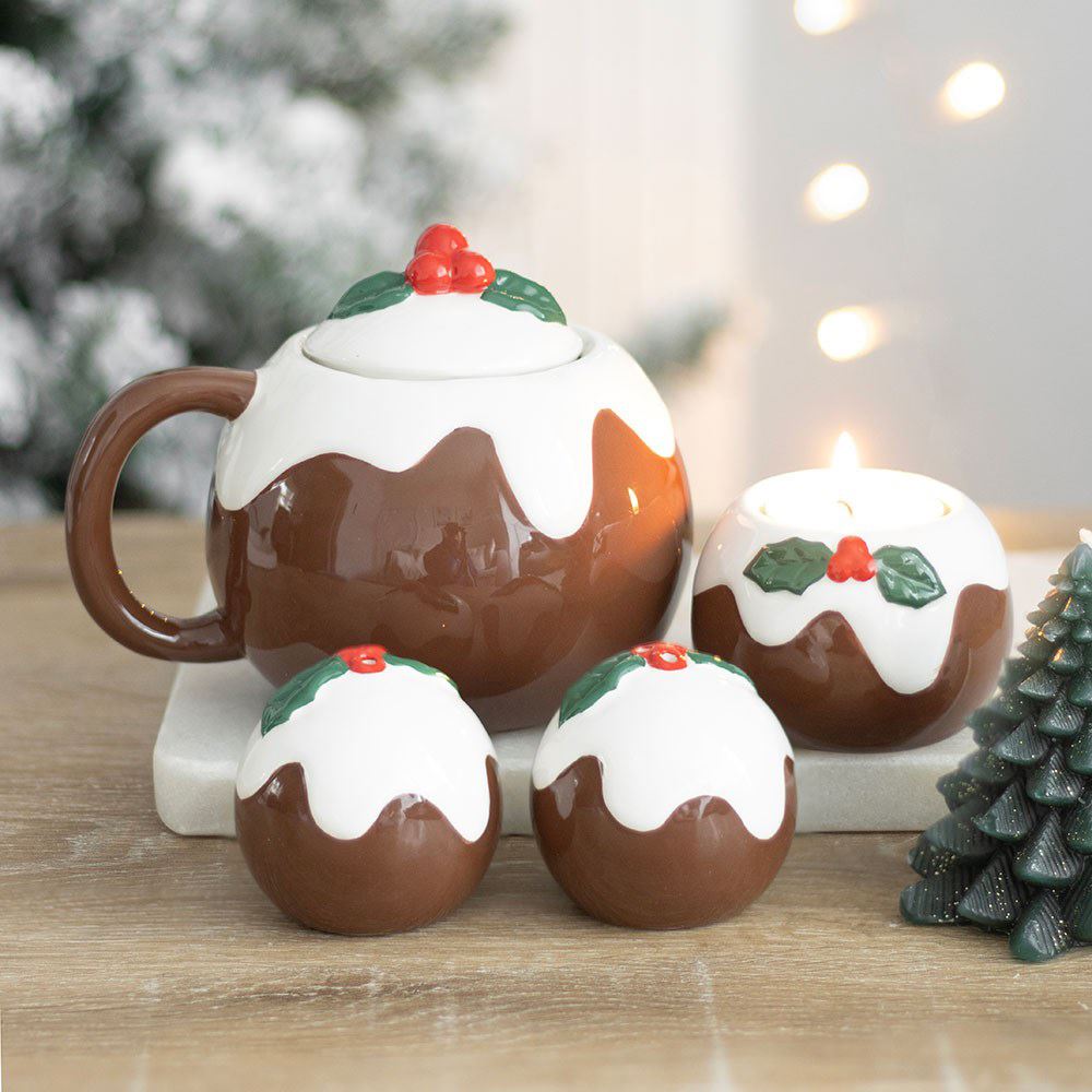 Christmas Pudding Salt & Pepper Shakers | Ceramic Christmas Salt & Pepper Pots Salt and Pepper Shakers - Tophatter Daily Deals
