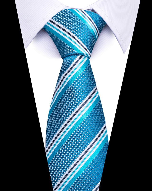 Men's Neckties - Formal Classic Patterned Tie (50 Style Options) Ocean Blue Striped Texture Belts & Ties - Tophatter Daily Deals
