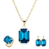 Bridal jewelry European and American jewelry set Blue 0 - Tophatter Daily Deals