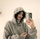 Oversized Cozy Womens Hoodie - Mid Length Fleece Winter 3D Changing Face Moving Picture Frame - Tophatter Daily Deals