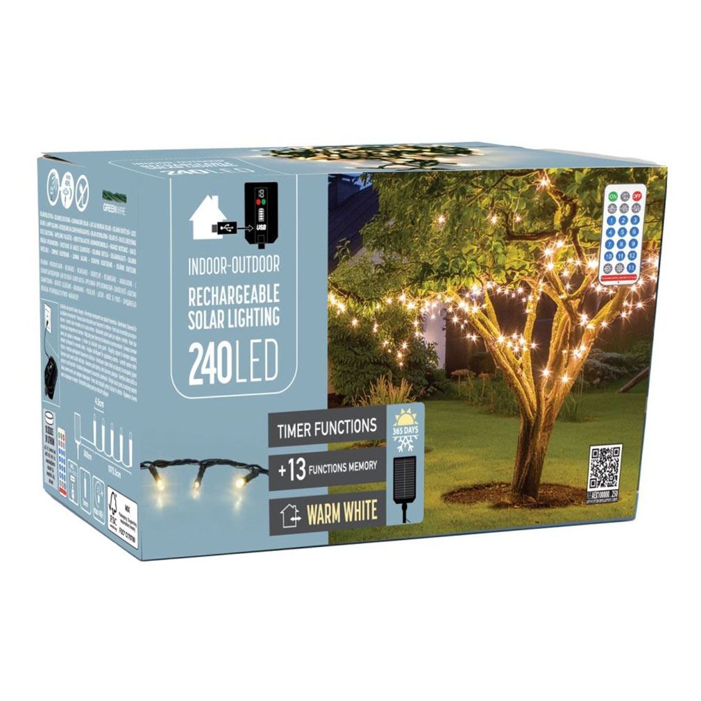 Outdoor Solar Fairy Lights 240 Warm White LEDs, 13 Modes, Timer & Remote Control String Lights - Tophatter Daily Deals