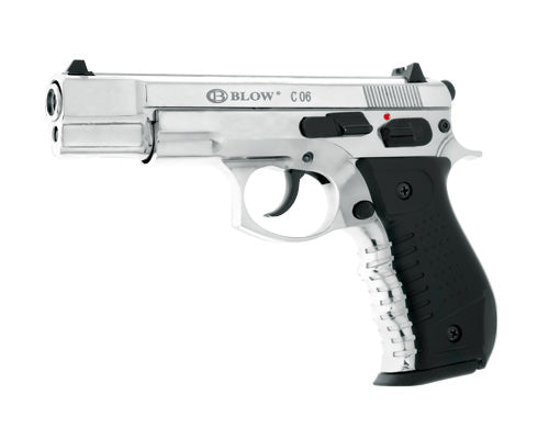 Blow C06 9MM Blank Firing Replica Gun Chrome Finish Collectible Weapons - Tophatter Daily Deals