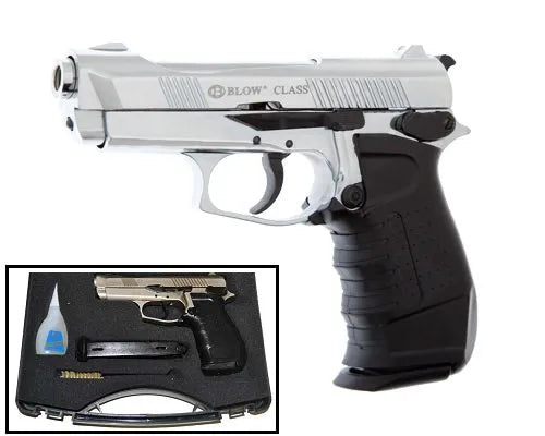 Blow Class Chrome Finish 9MM Blank Firing Replica Gun - Tophatter Daily Deals
