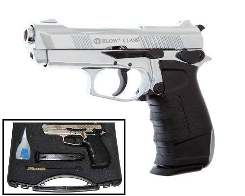 Blow Class Chrome Finish 9MM Blank Firing Replica Gun Collectible Weapons - Tophatter Daily Deals