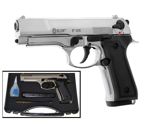 Blow F06 9MM Blank Firing Replica Gun Chrome Finish Collectible Weapons - Tophatter Daily Deals