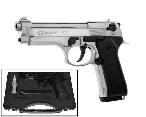 Blow V92F 9MM Blank Firing Replica Gun Chrome Finish - Tophatter Daily Deals