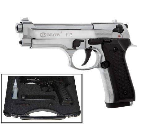 Blow V92F 9MM Blank Firing Replica Gun Chrome Finish Collectible Weapons - Tophatter Daily Deals