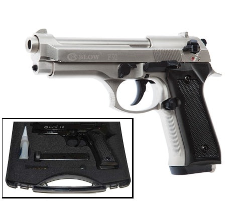 Blow V92F 9MM Blank Firing Replica Gun Satin Finish - Tophatter's Army Products & Self Defense Collectible Weapons - Tophatter Daily Deals