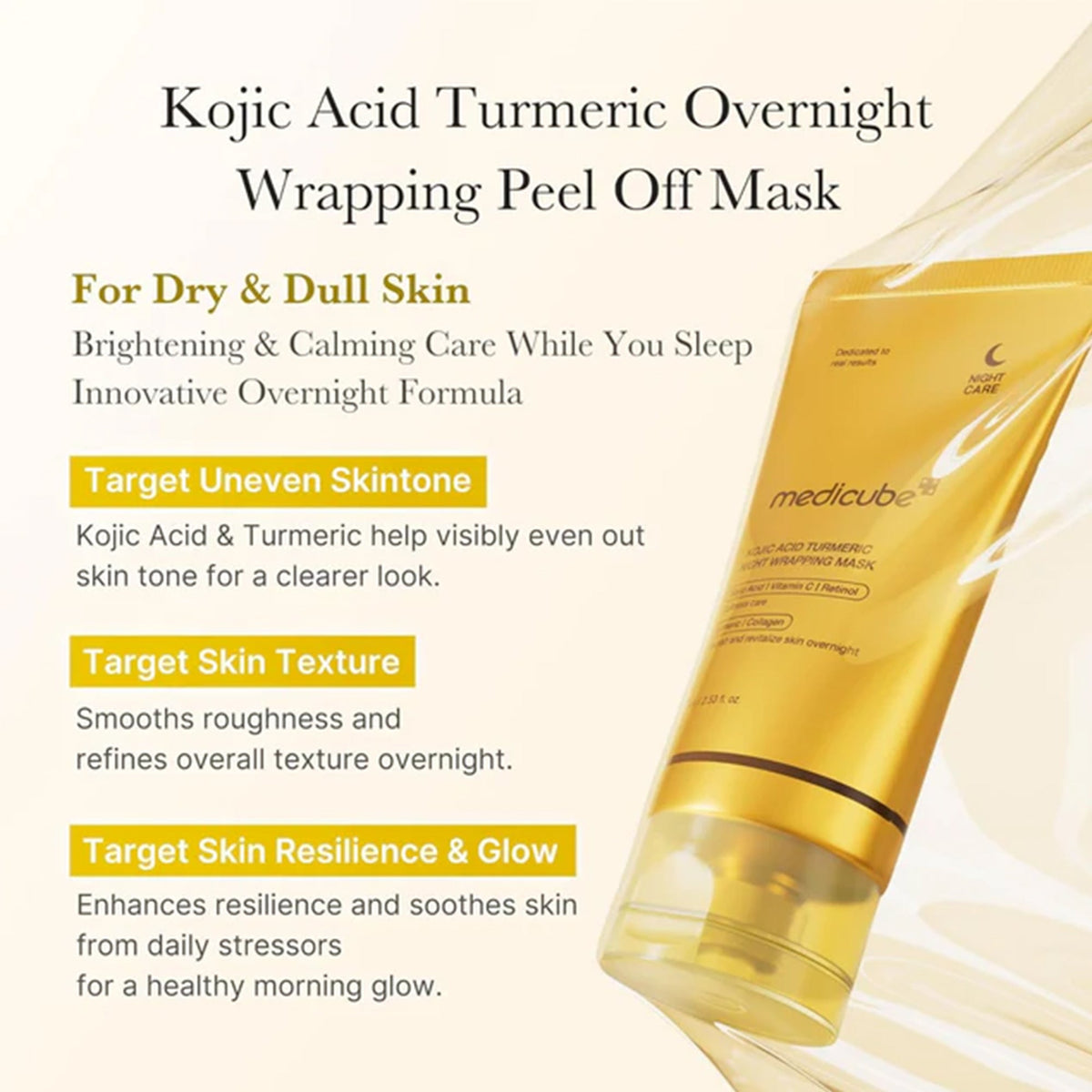 Medicube Kojic Acid Turmeric Night Wrapping Mask 75ml Tube - Tophatter Daily Deals