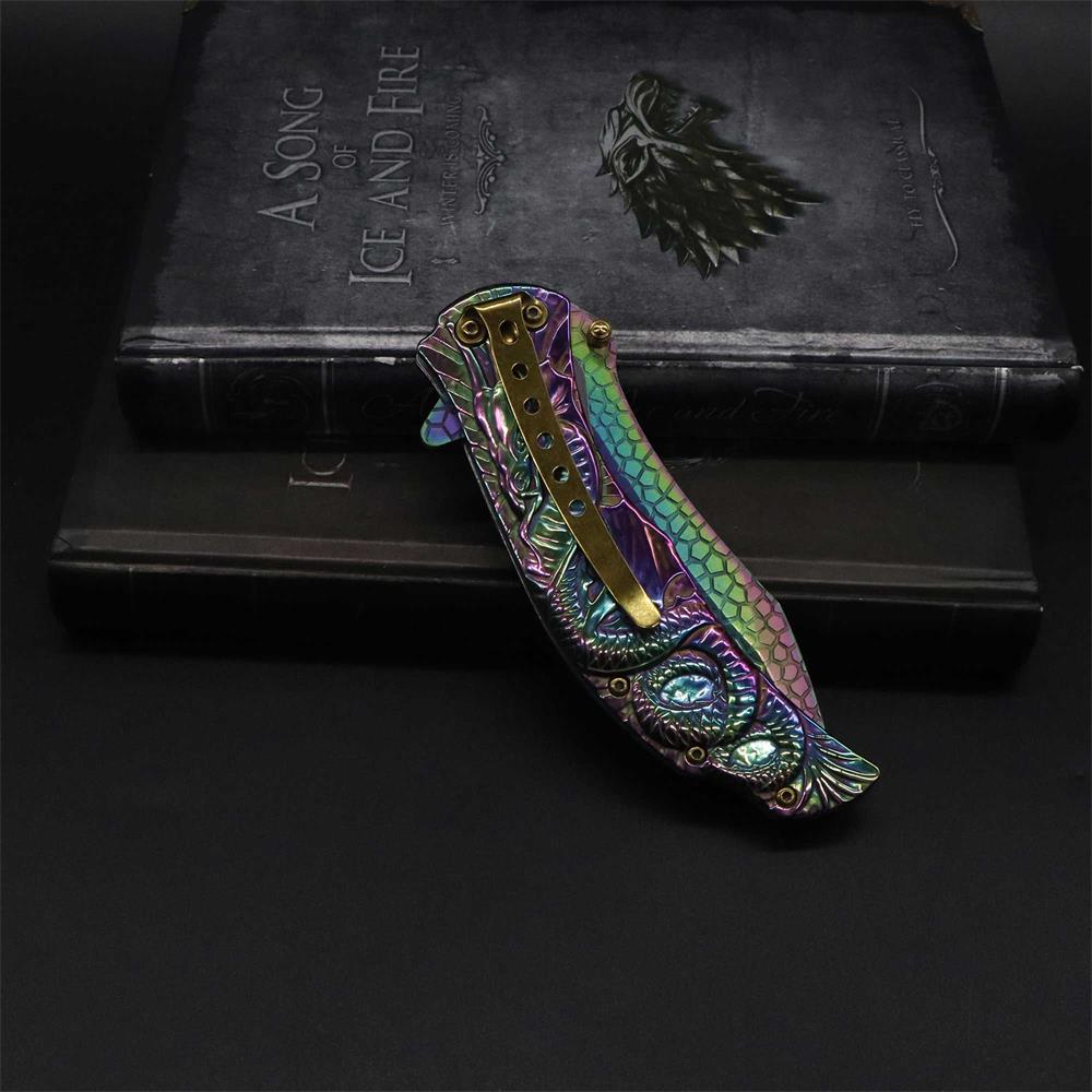 Sea Serpent sculpture Folding Knife Camping Knife - Tophatter Daily Deals