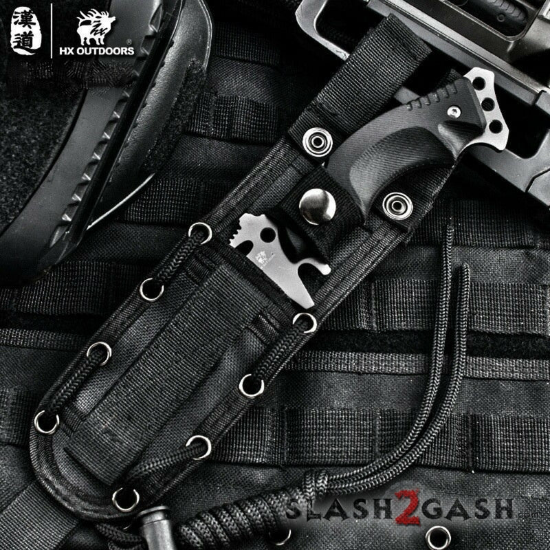HX OUTDOORS Tactical Knife 440C Blade K10 w/ Sheath Plated Titanium Knife-Fixed - Tophatter Daily Deals
