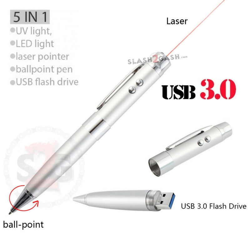 5-in-1 Multi Function Pen w/Laser 2 Lights USB Flash Drive 3.0 10x FASTER! USB Flash Drive - Tophatter Daily Deals