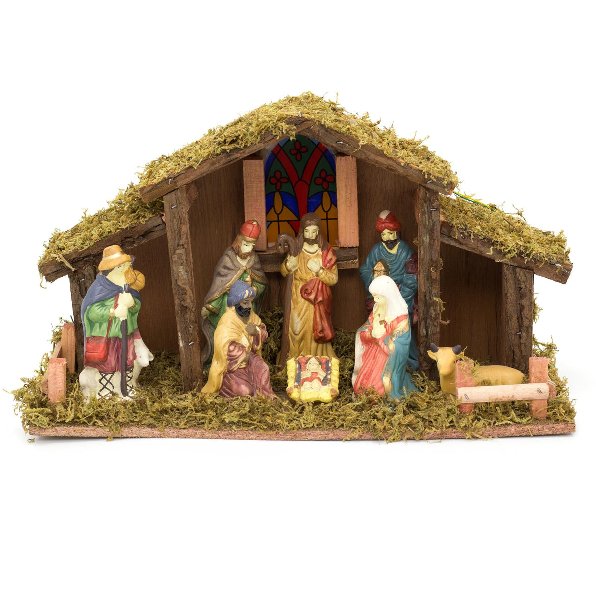 Light Up LED Freestanding Christmas Nativity Set Scene Crib Stable With Figures Nativity Set - Tophatter Daily Deals
