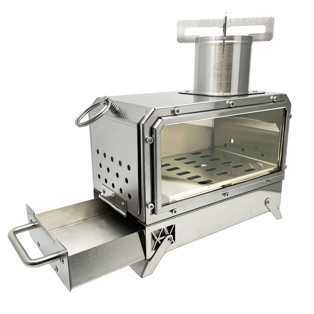 Outdoor Camping Wood Stove with Fire Viewing Window Camping & Hiking - Tophatter Daily Deals