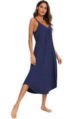 V-Neck Midi Lounge Dress Sleep Dresses - Tophatter Daily Deals