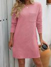 Mandy Striped Round Neck Long Sleeve Mini Dress Casual Dresses - Tophatter Daily Deals