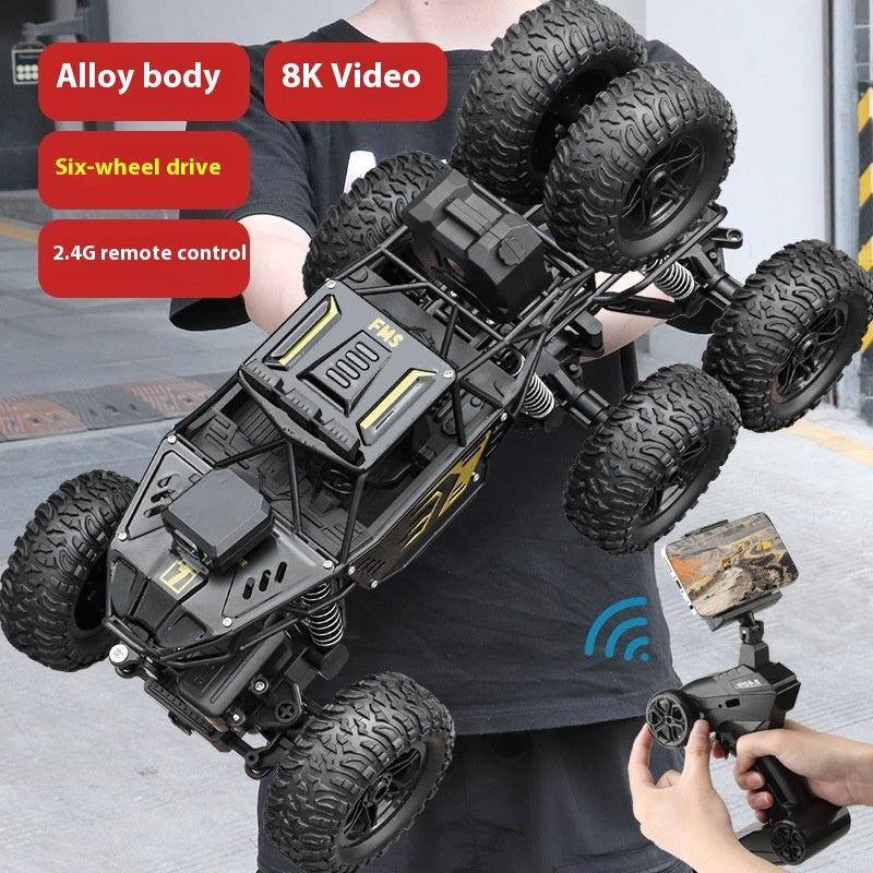 Alloy Remote Control Off-road Vehicle Four-wheel Climbing Rechargeable Racing Car 8K Black 38cm 0 - Tophatter Daily Deals