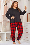 Plus Size Heart Graphic Top and Plaid Joggers Lounge Set Loungewear Sets - Tophatter Daily Deals