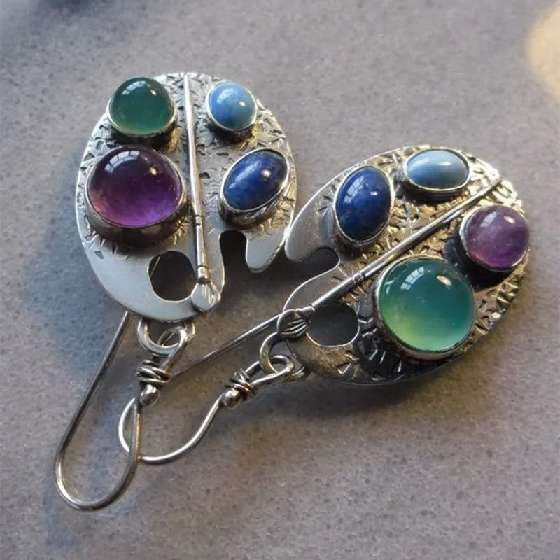 Bohemian New Personalized Multicolor Gemstone Earrings Alloy Earring 0 - Tophatter Daily Deals