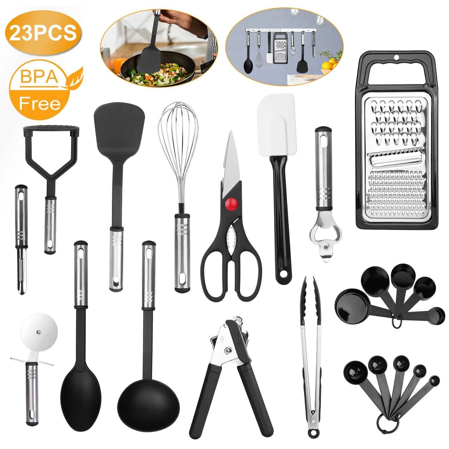 23-Piece Set: Kitchen Utensil Set Stainless Steel Nylon Kitchen Tools & Gadgets - Tophatter Daily Deals
