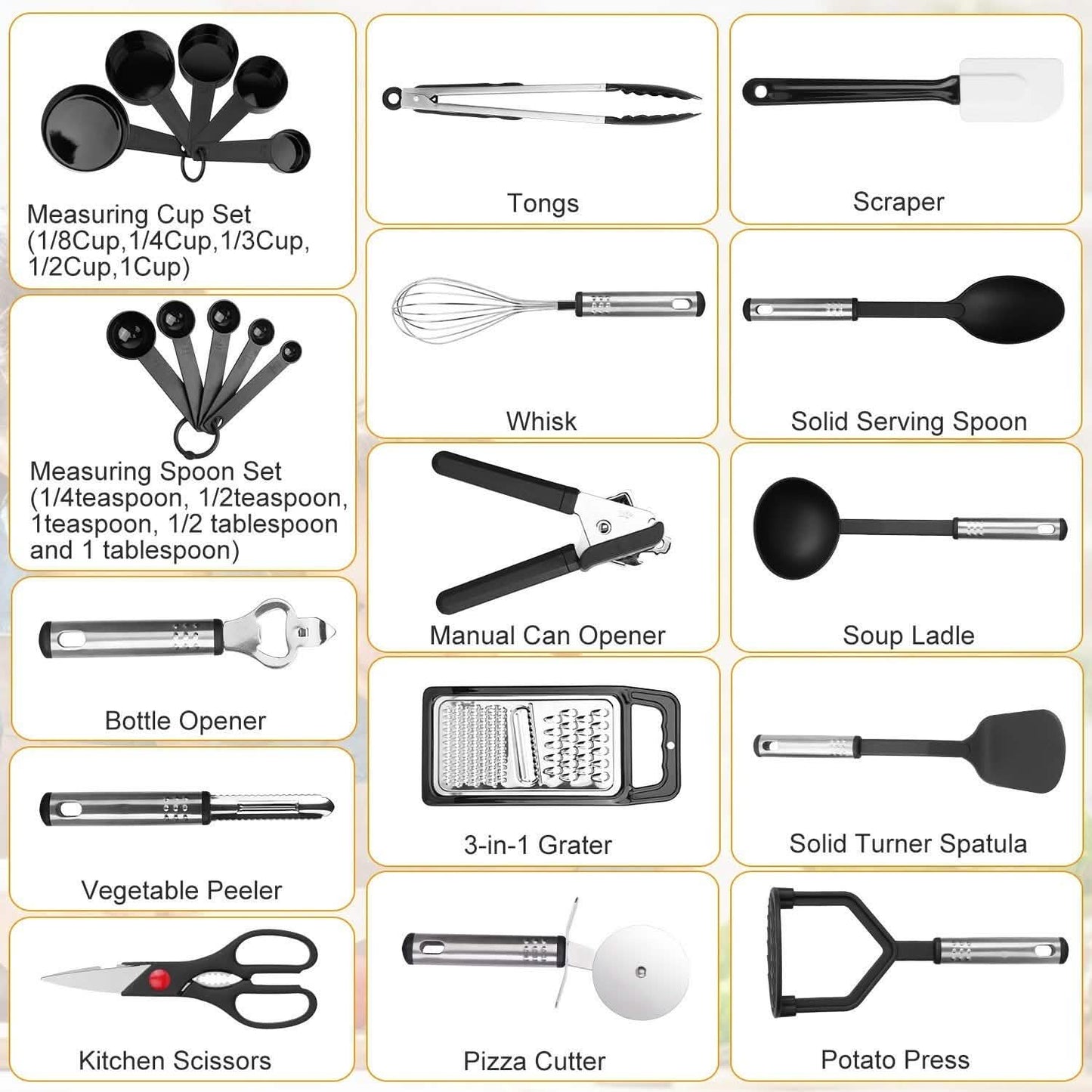 23-Piece Set: Kitchen Utensil Set Stainless Steel Nylon Kitchen Tools & Gadgets - Tophatter Daily Deals