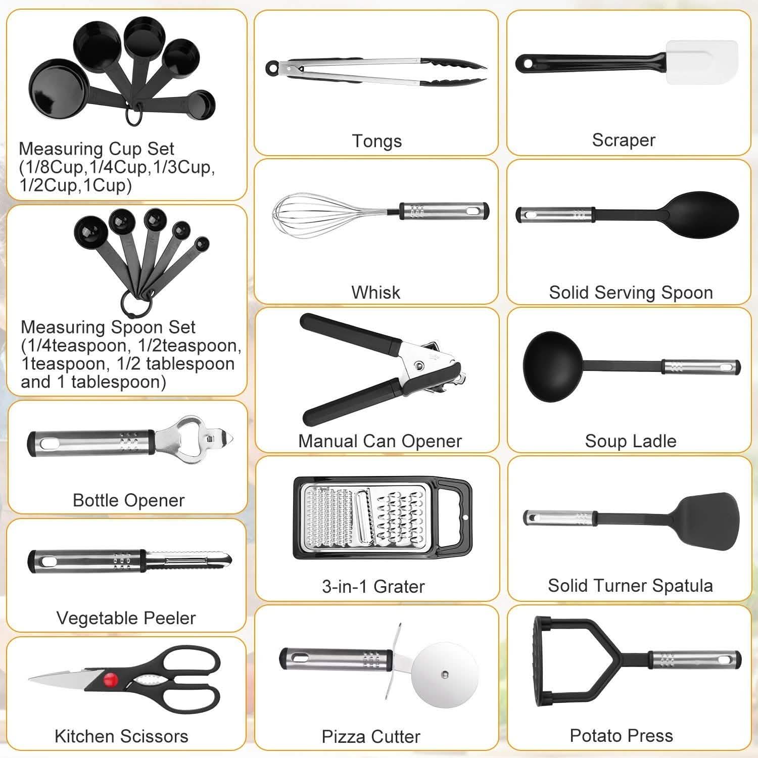 23-Piece Set: Kitchen Utensil Set Stainless Steel Nylon Kitchen Tools & Gadgets - Tophatter Daily Deals