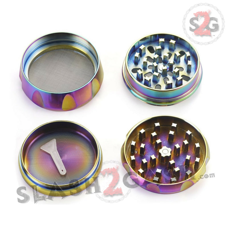 Rainbow Stainless Steel 2.5" Magnetic Spice Herb Grinder 4 piece - Diamond Smoking Accessories - Tophatter Daily Deals