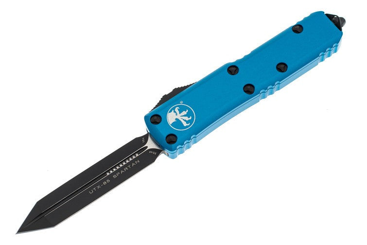 Microtech UTX-85 - Spartan Blade - Black Hardware - Blue Chassis - 230-1BL Automatic Knives - Tophatter Daily Deals