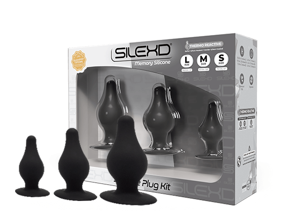 Silexd Model 2 Anal Kit Dual Density Silicone Plugs Set of 3 Sizes Thermo Reactive Black > Anal Range > Butt Plug Kits - Tophatter Daily Deals