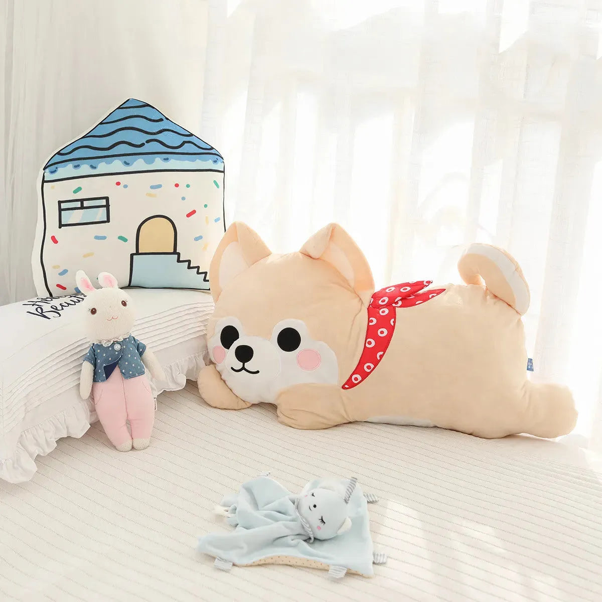 Kawaii Cute Printed Shiba Inu Cushion Pillow Off white Humidifier - Tophatter Daily Deals
