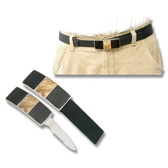 Adjustable Nylon Belt with Vertical Maple Burl-Pakkawood Buckle Collectible Weapons - Tophatter Daily Deals