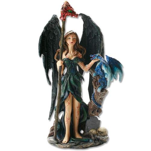 Polyresin Fantasy angel with blue dragon Collectible Weapons - Tophatter Daily Deals