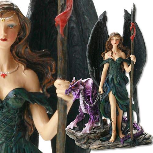 Polyresin Fantasy angel with purple dragon Collectible Weapons - Tophatter Daily Deals
