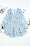 Tied Layered Polka Dot Balloon Sleeve Dress Casual Dresses - Tophatter Daily Deals