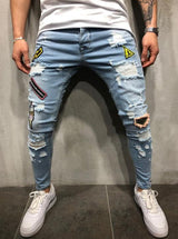 Blue ripped logo jeans Light blue 0 - Tophatter Daily Deals