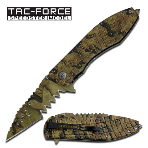Jungle Camo Mutilator Spring Assisted Knife - 5 Inch Closed - TOPHATTER'S ARMORY DEALS Collectible Weapons - Tophatter Daily Deals