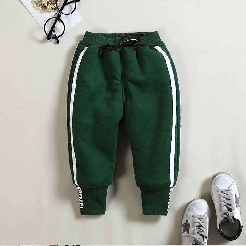 Baby winter clothing plus velvet pants Army Green 0 - Tophatter Daily Deals