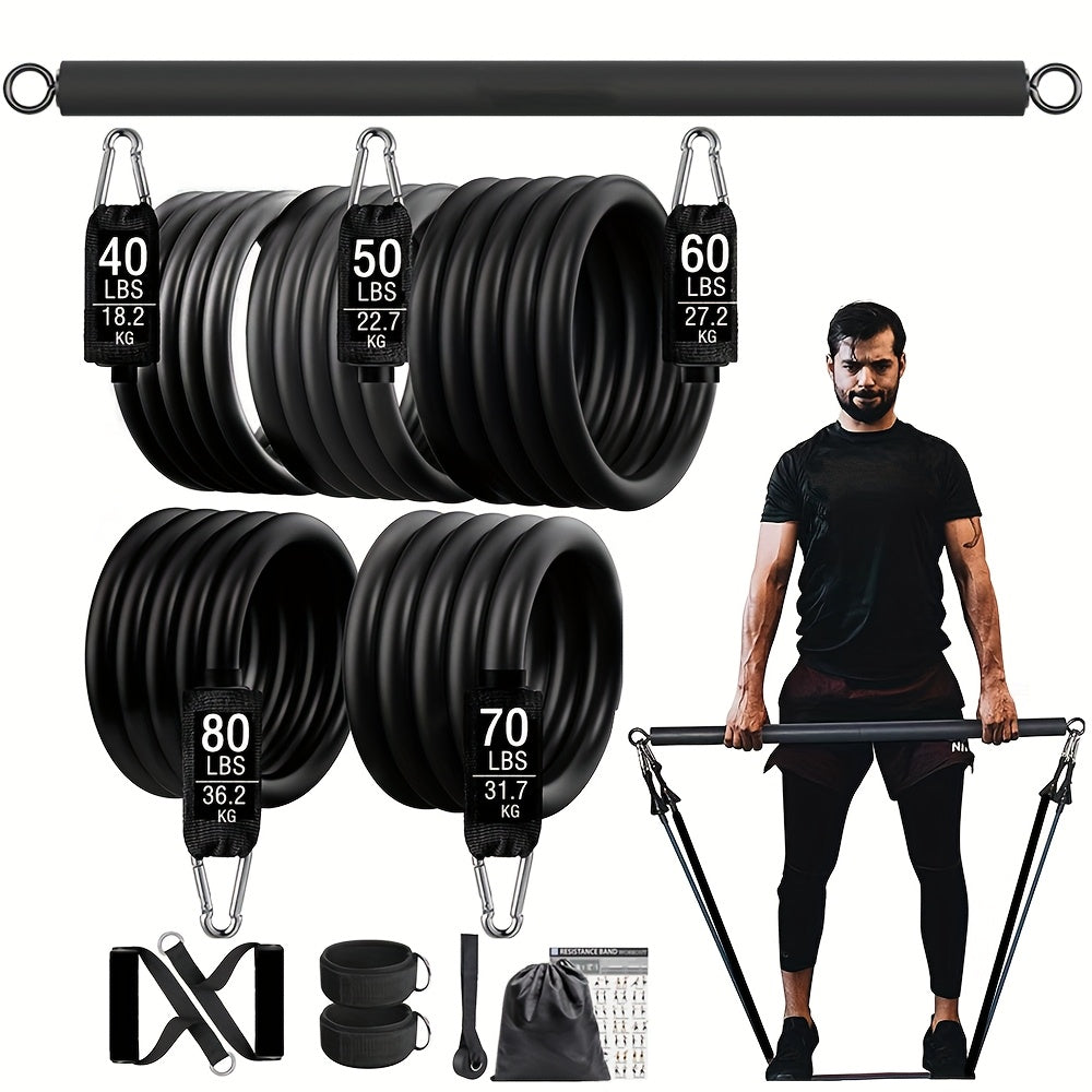 Workout Bar with Resistance Bands for Home Gym Accessories > Resistance Bands - Tophatter Daily Deals