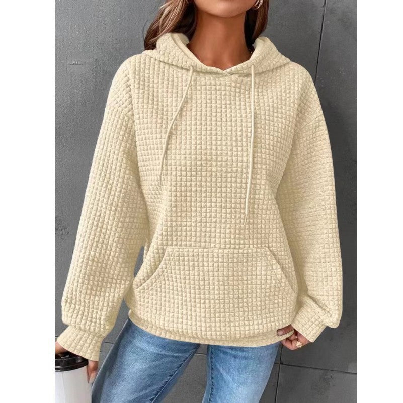 Soft Cozy Women’s Hoodie Sweater - Waffle Knit Layering Apricot 3D Changing Face Moving Picture Frame - Tophatter Daily Deals