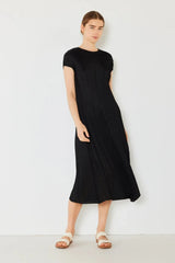 Marina West Swim Pleated Cap Sleeve A-Line Dress Casual Dresses - Tophatter Daily Deals