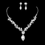 Bridal White Crystal Floral Jewelry Set 754Necklace Earrings Set 0 - Tophatter Daily Deals