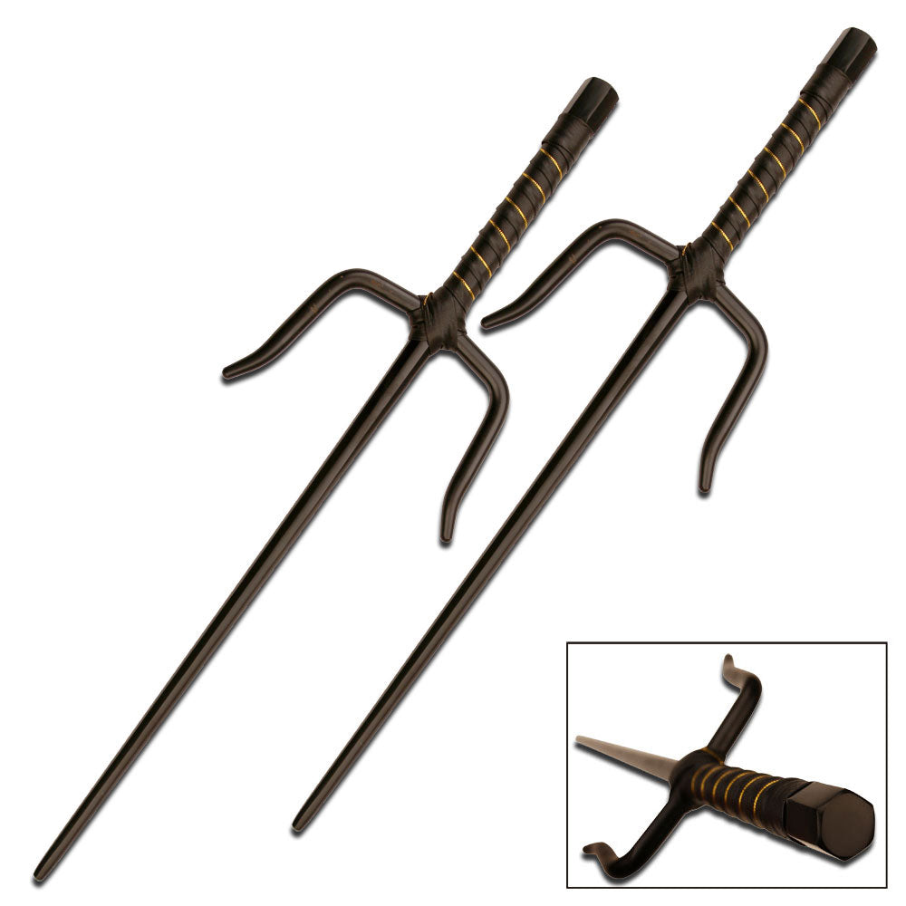 Ninja Stealth Black Metal Sai Set Swords - Tophatter Daily Deals