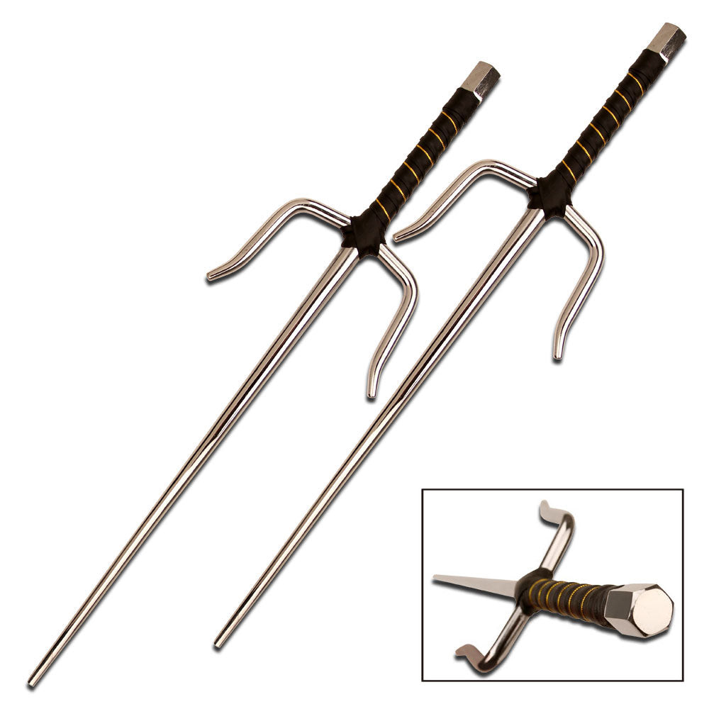 Ninja Stealth Chrome Metal Sai Set Swords - Tophatter Daily Deals