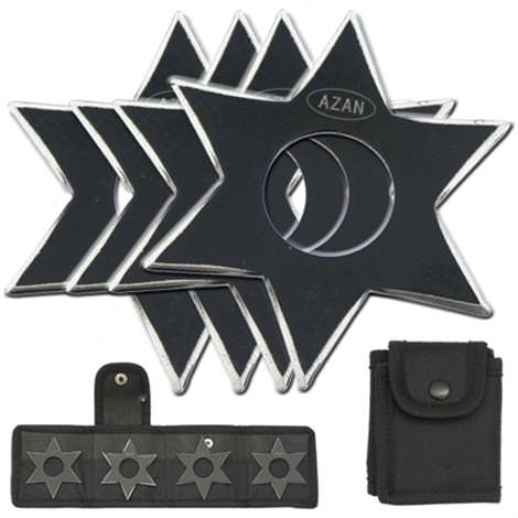 4 Pcs Dark Ninja Throwing Star Set W- Pouch Collectible Weapons - Tophatter Daily Deals