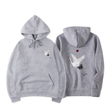 Oversized relaxed hoodie - embroidered crane, cotton blend Grey 3D Changing Face Moving Picture Frame - Tophatter Daily Deals