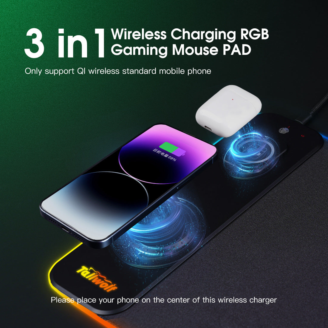 3-in-1 Magnetic Wireless Charger Mouse Pad 0 - Tophatter Daily Deals
